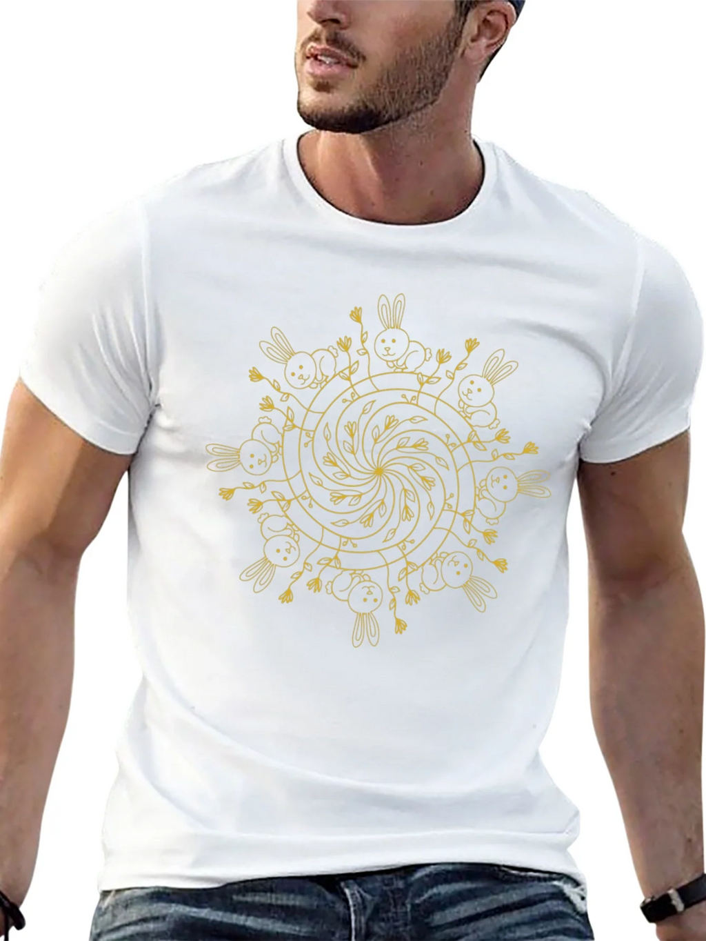 Bunny Mandala Black T-Shirt