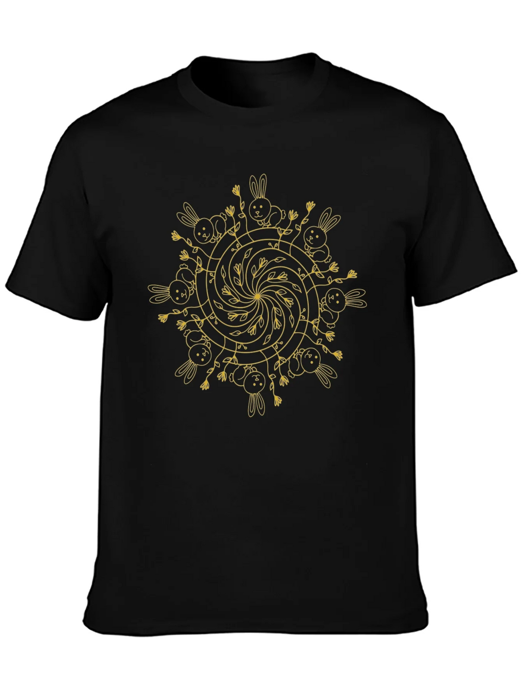 Bunny Mandala Black T-Shirt
