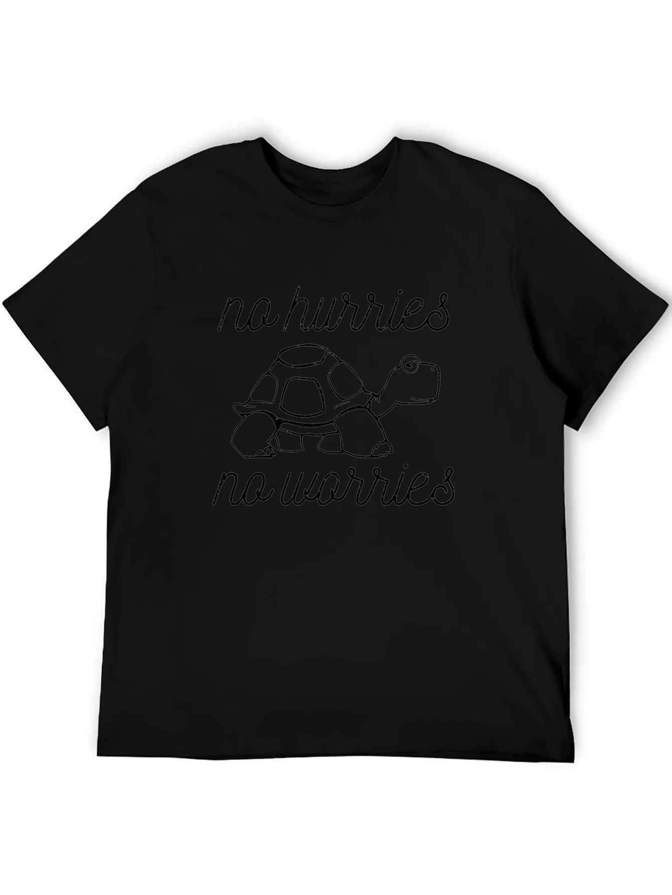 Relaxed Turtle Graphic Tee - No Hurries No Worries