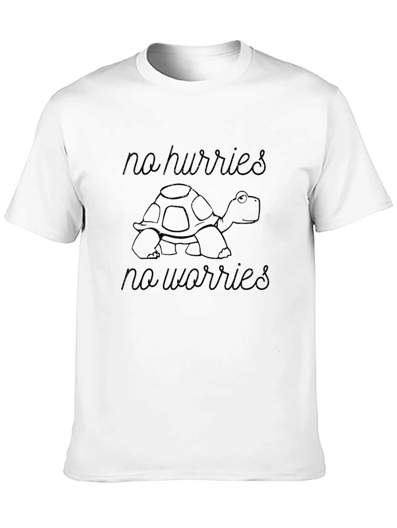 Relaxed Turtle Graphic Tee - No Hurries No Worries