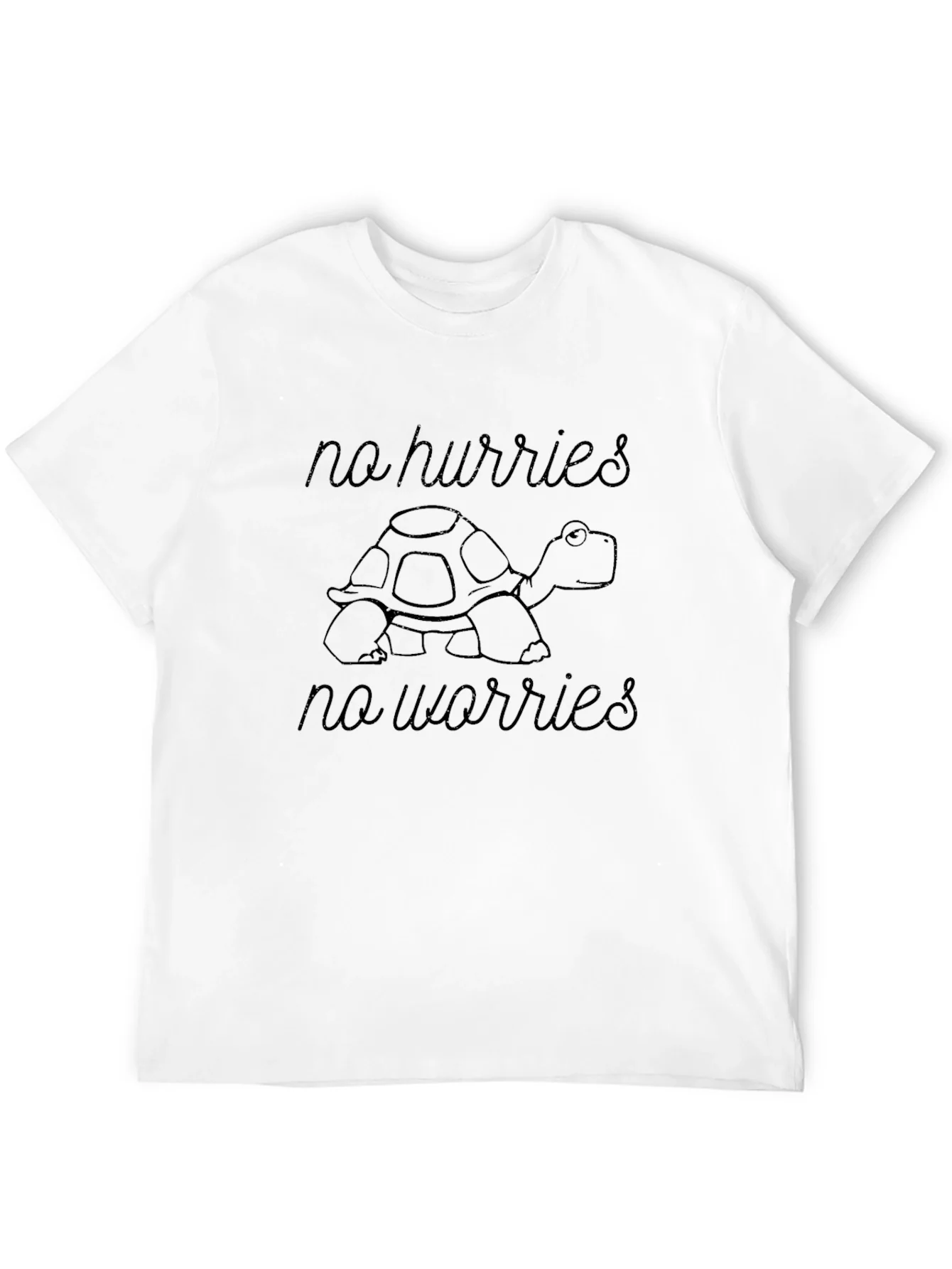 Relaxed Turtle Graphic Tee - No Hurries No Worries
