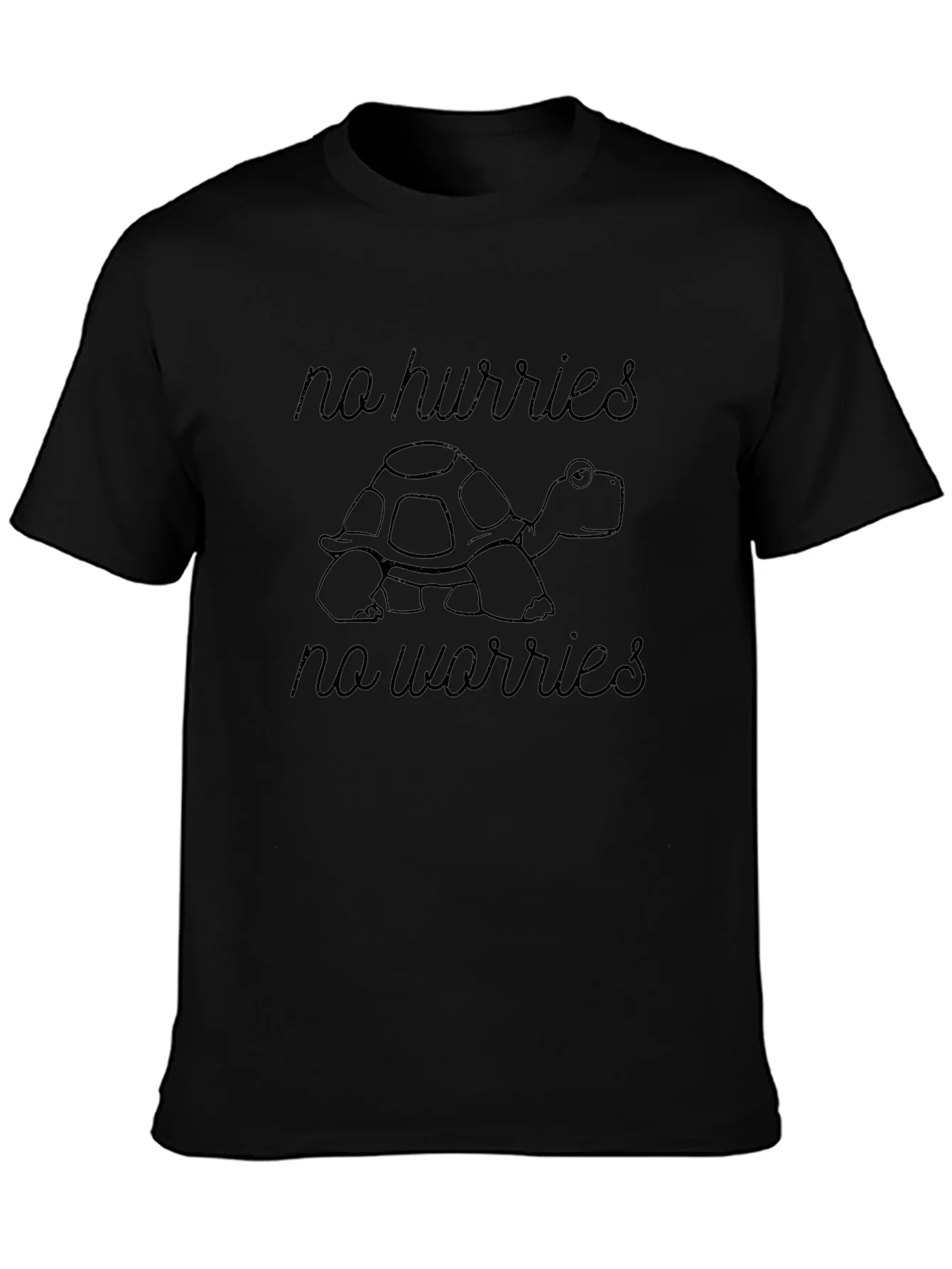 Relaxed Turtle Graphic Tee - No Hurries No Worries