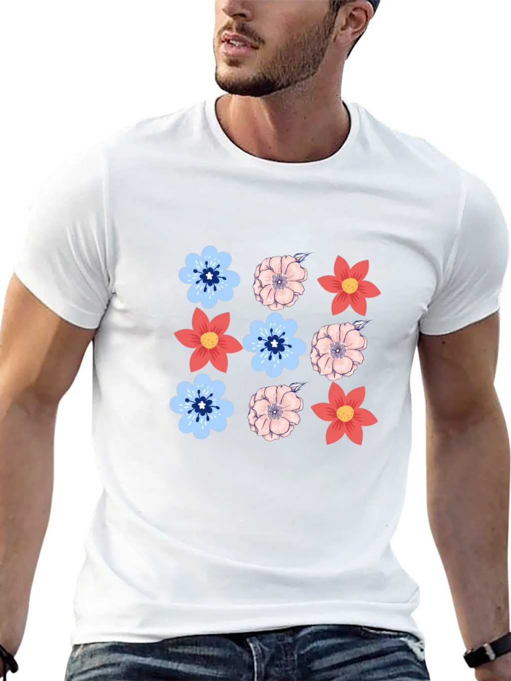 Floral Pattern T-Shirt - Casual Style