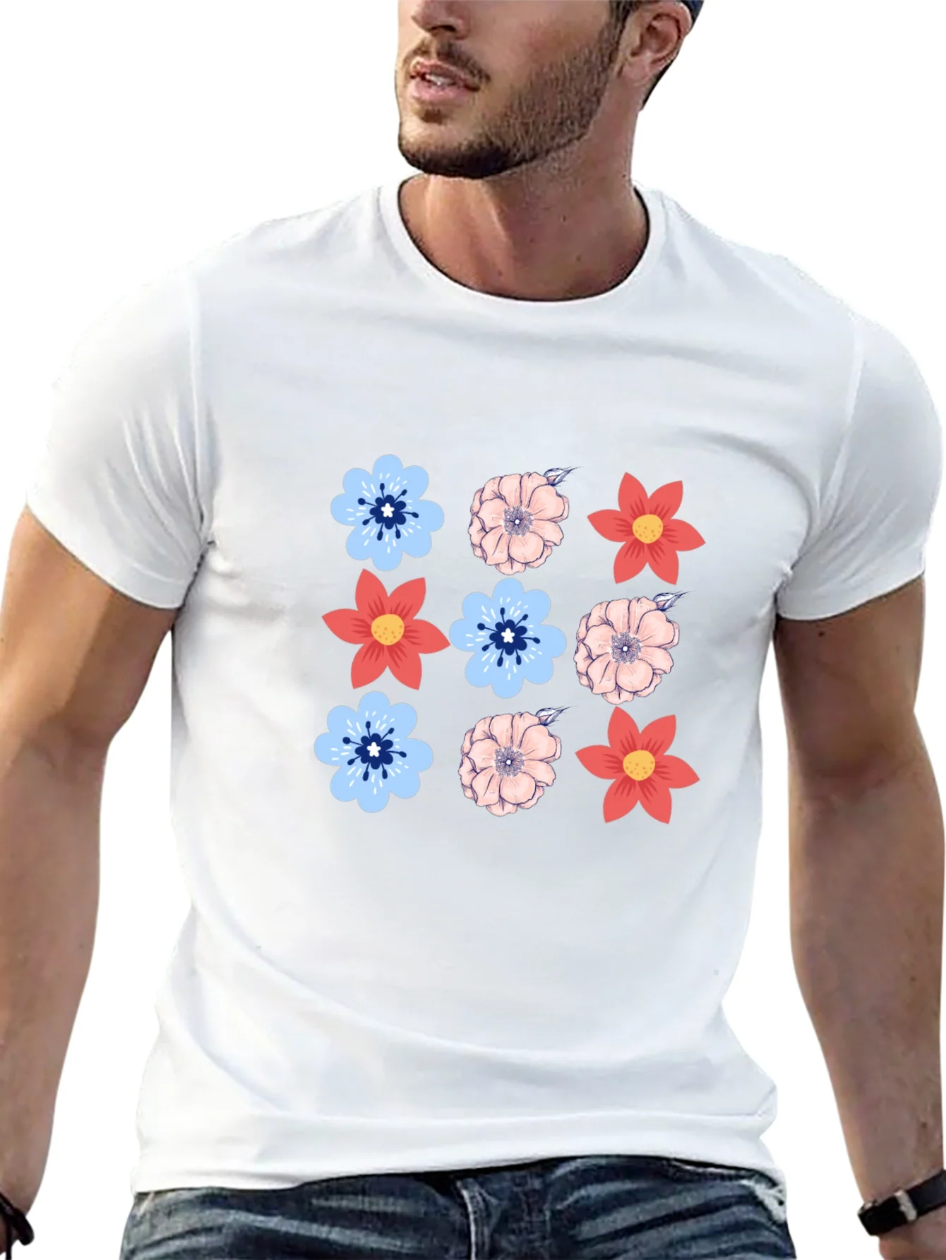 Floral Pattern T-Shirt - Casual Style