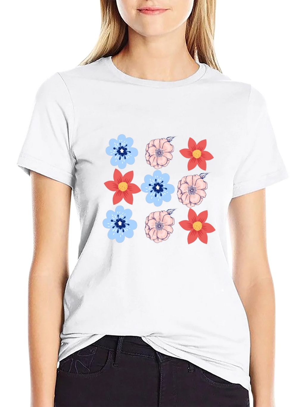 Floral Pattern T-Shirt - Casual Style