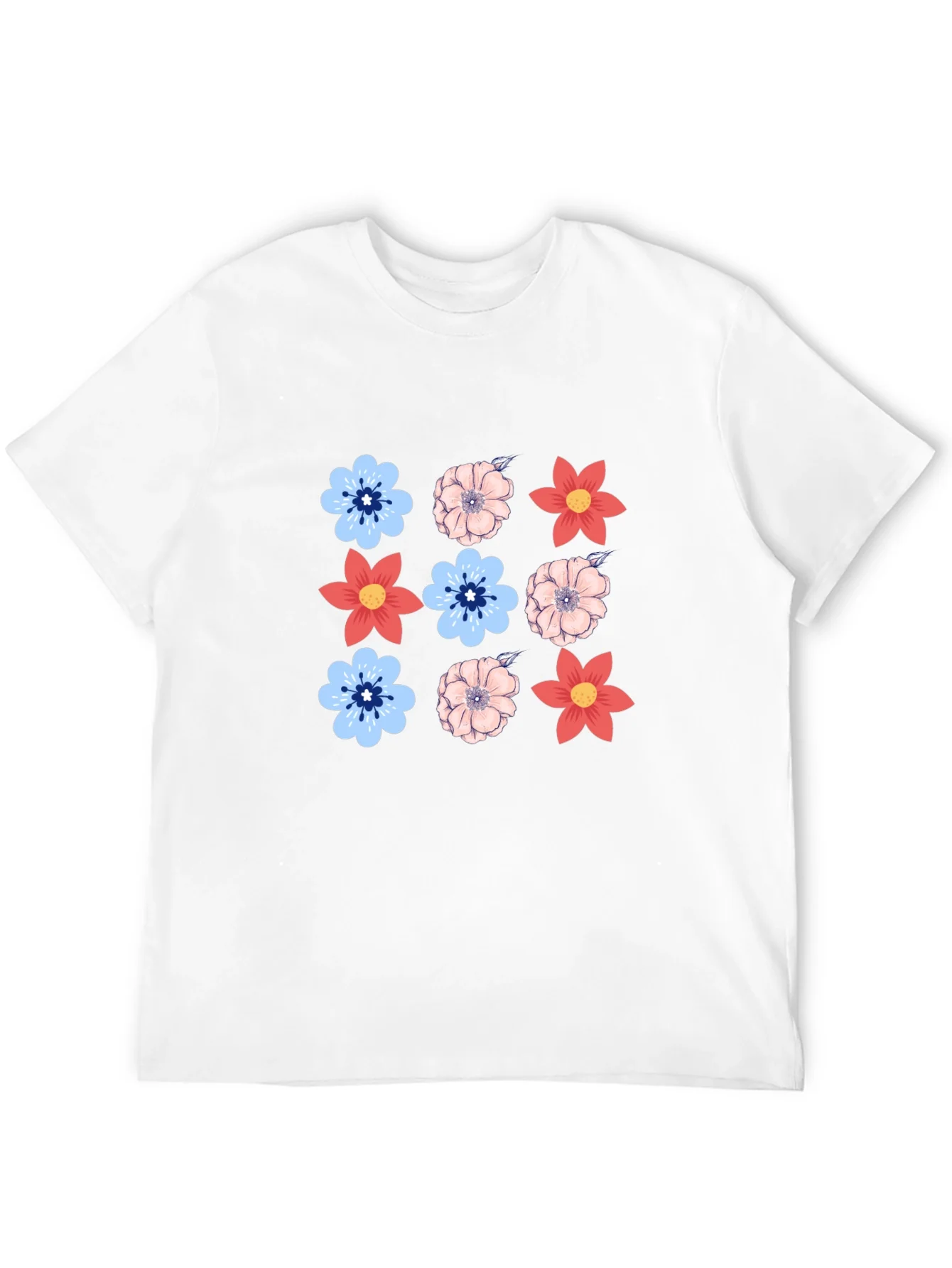 Floral Pattern T-Shirt - Casual Style