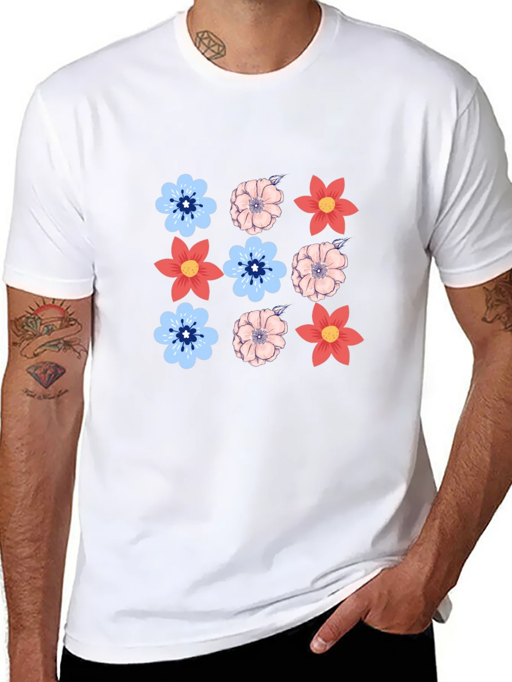 Floral Pattern T-Shirt - Casual Style
