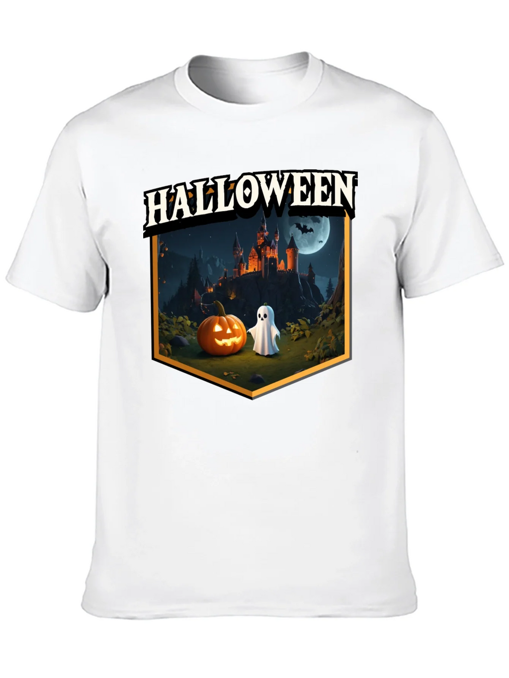 Halloween Castle Pumpkin Ghost T-Shirt