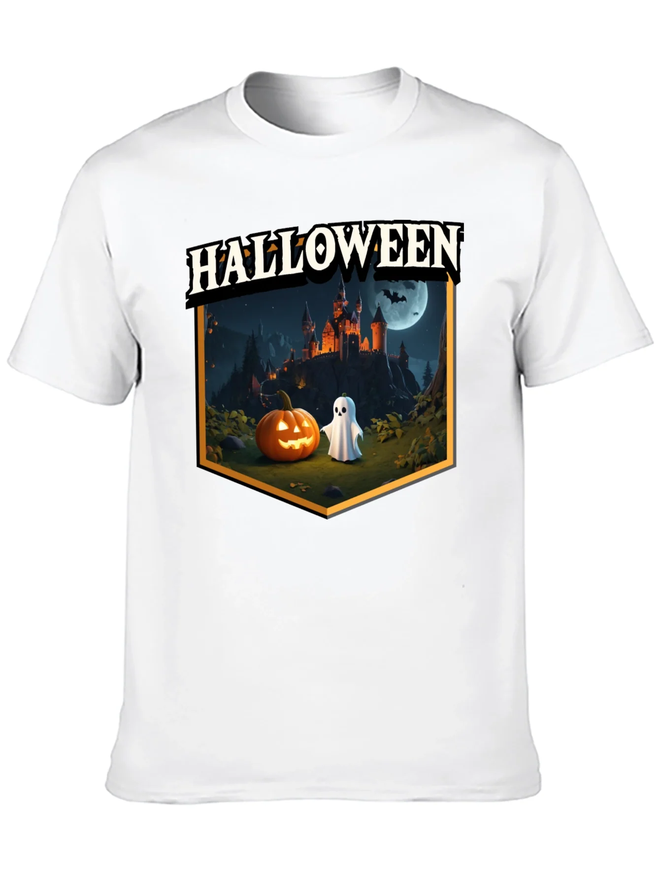 Halloween Castle Pumpkin Ghost T-Shirt