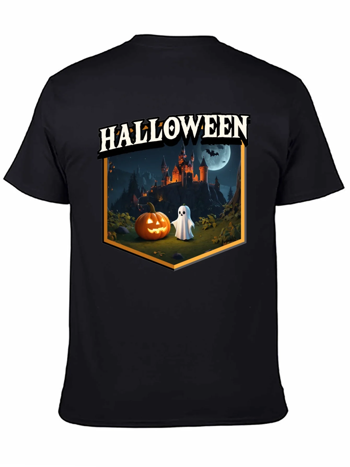 Halloween Castle Pumpkin Ghost T-Shirt