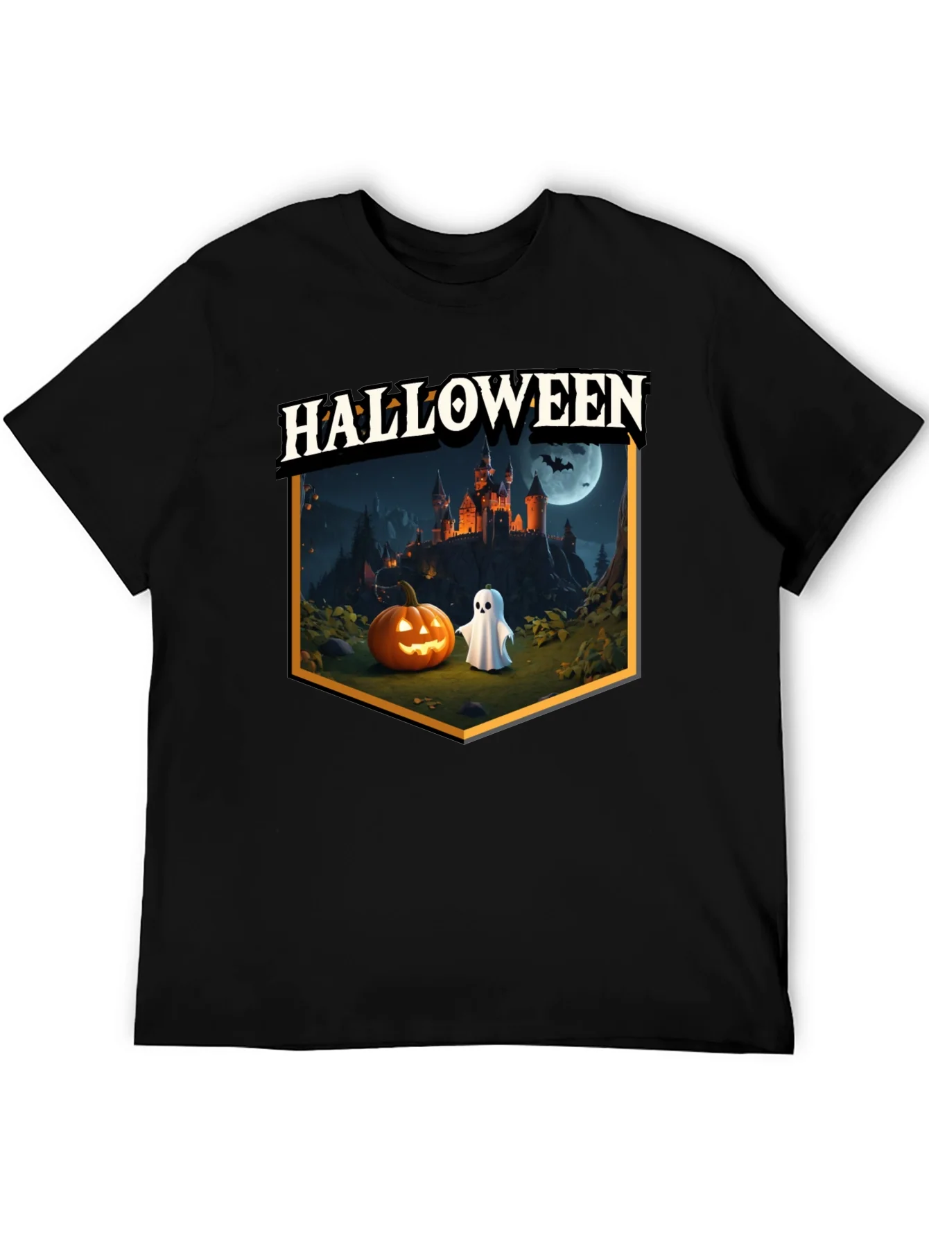 Halloween Castle Pumpkin Ghost T-Shirt