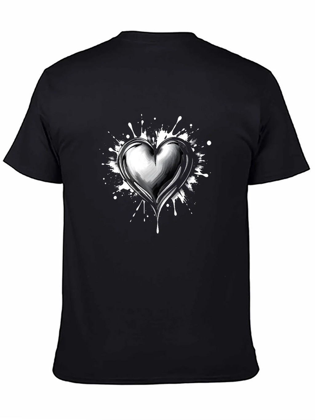 Heart Splatter Graphic Tee - Black Cotton Blend