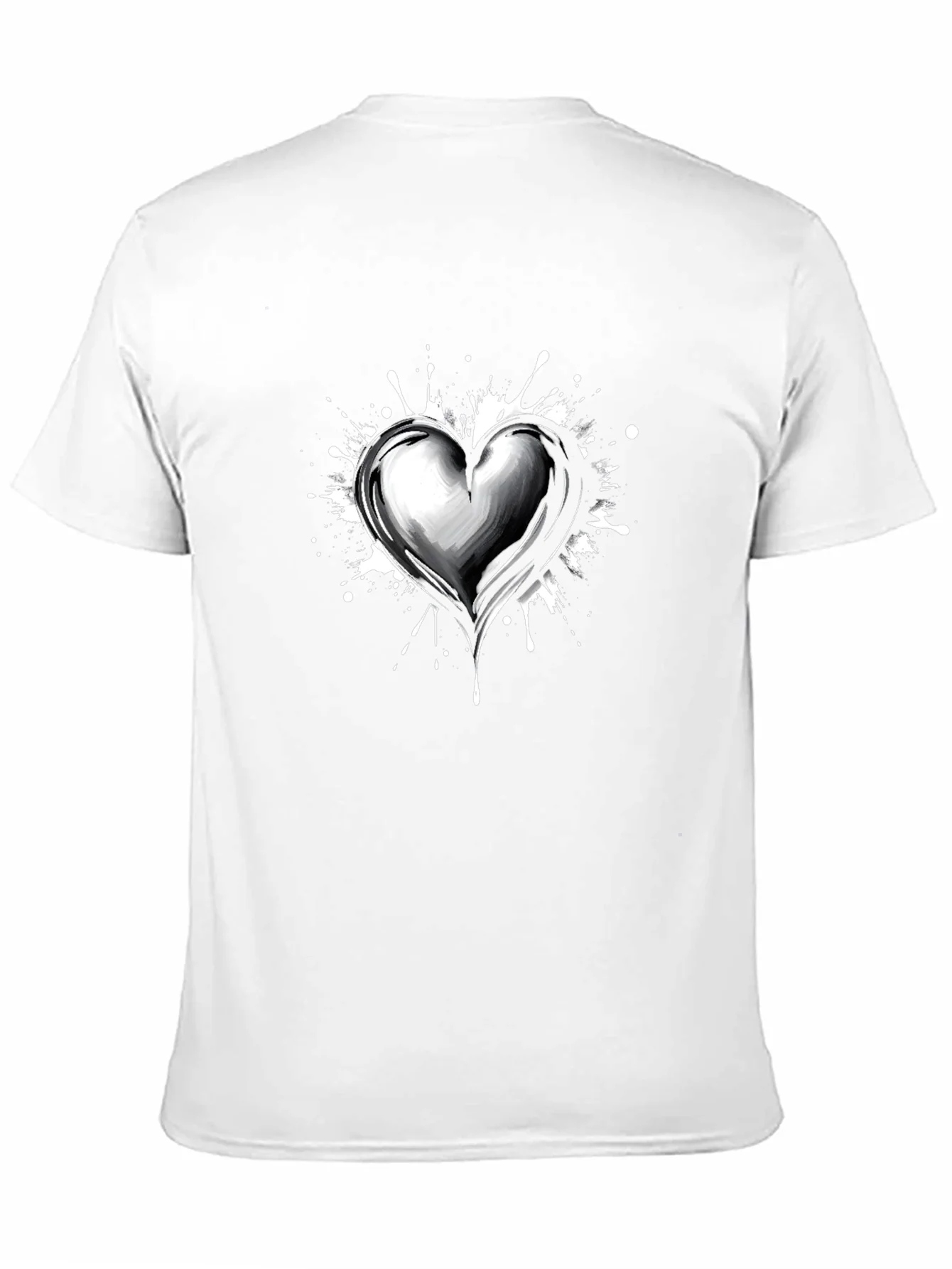 Heart Splatter Graphic Tee - Black Cotton Blend