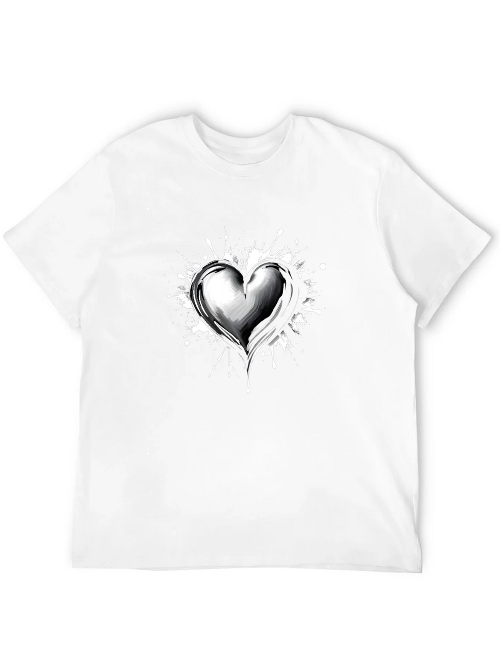 Heart Splatter Graphic Tee - Black Cotton Blend