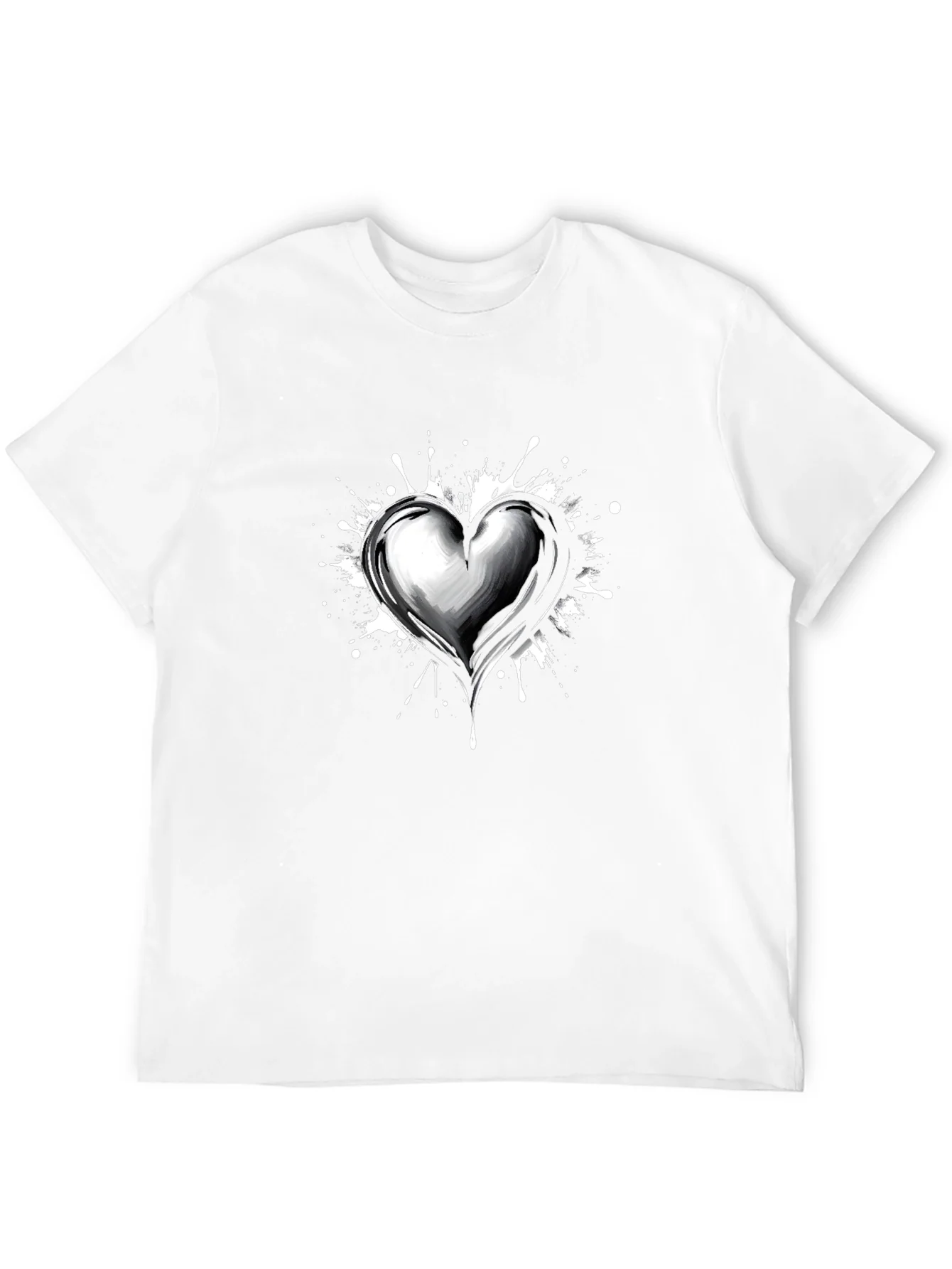 Heart Splatter Graphic Tee - Black Cotton Blend