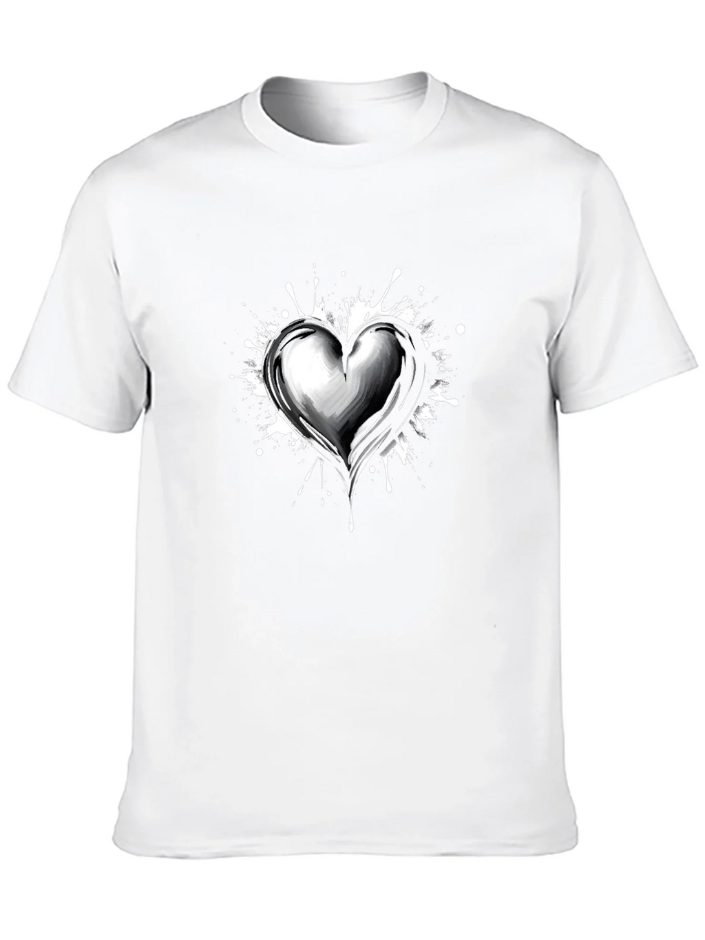 Heart Splatter Graphic Tee - Black Cotton Blend