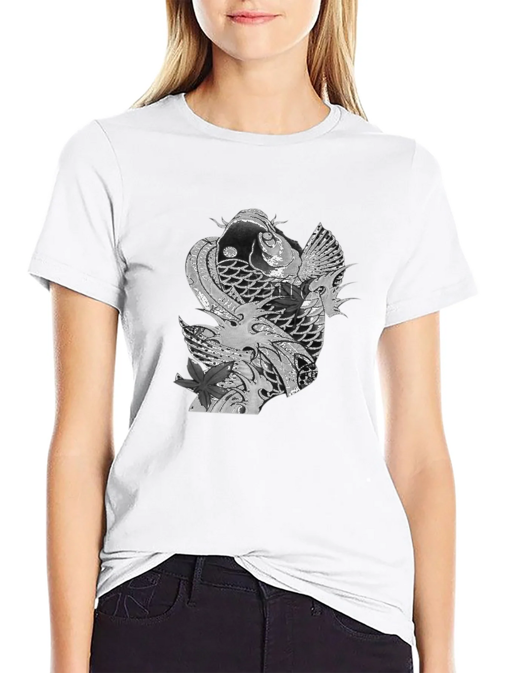 Koi Fish Graphic Tee - Stylish Black T-Shirt