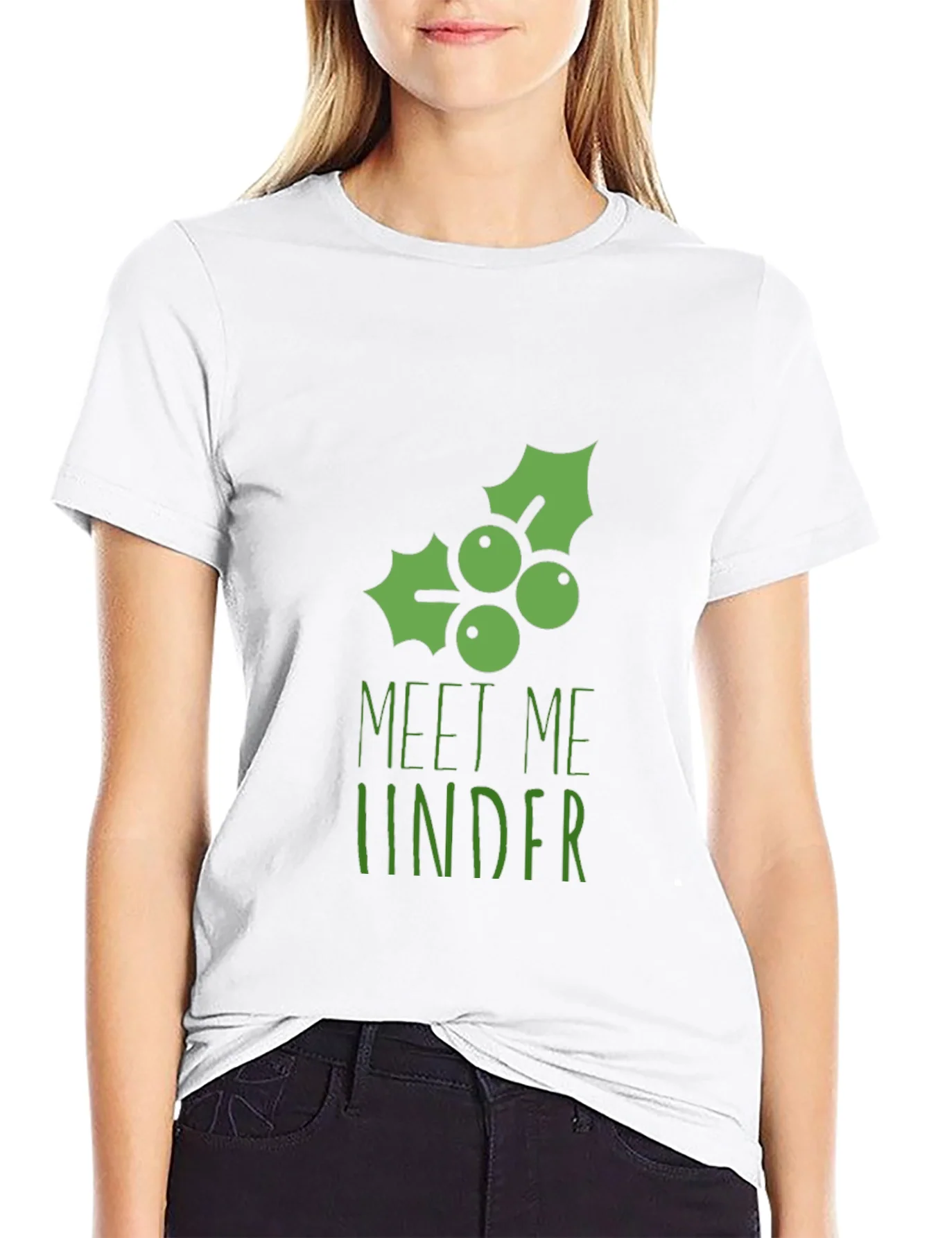 Meet Me Under the Mistletoe Black Graphic Tee