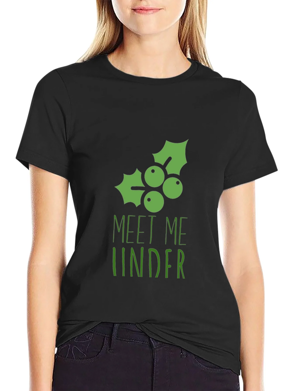 Meet Me Under the Mistletoe Black Graphic Tee