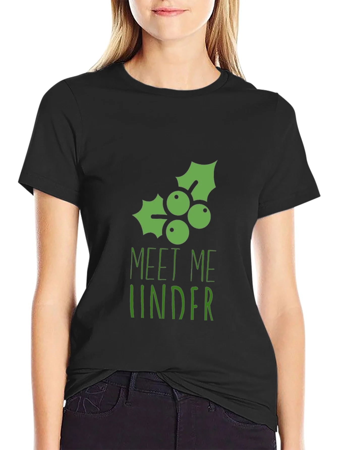 Meet Me Under the Mistletoe Black Graphic Tee