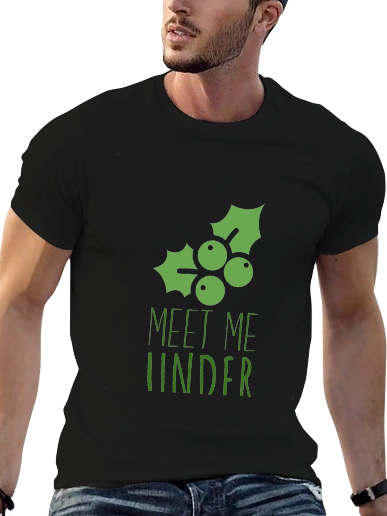 Meet Me Under the Mistletoe Black Graphic Tee