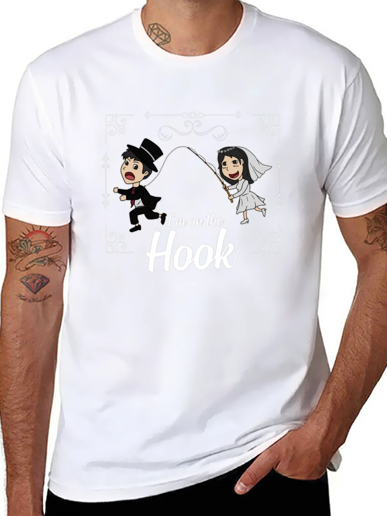Im On The Hook T-Shirt Funny Wedding Tee Bride Groom