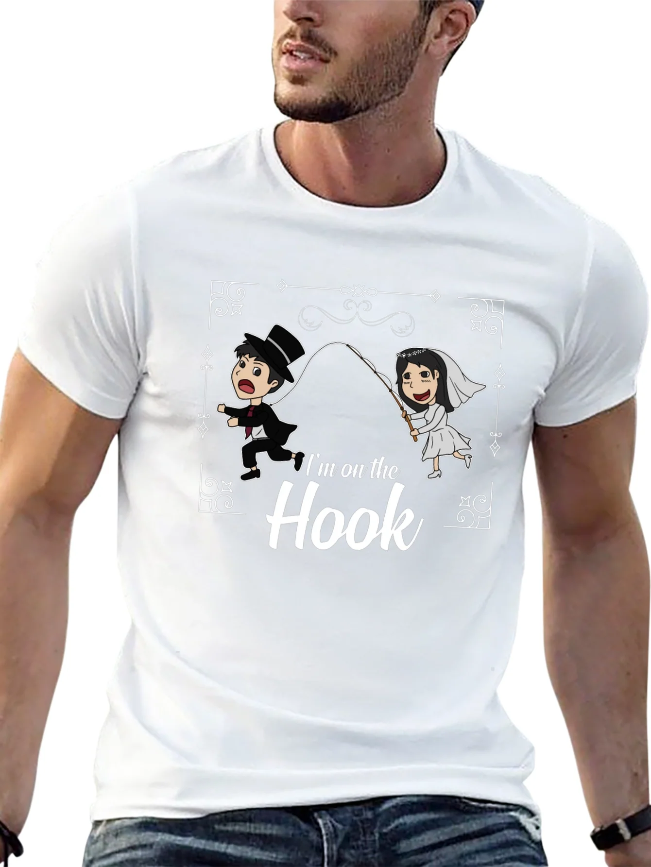Im On The Hook T-Shirt Funny Wedding Tee Bride Groom