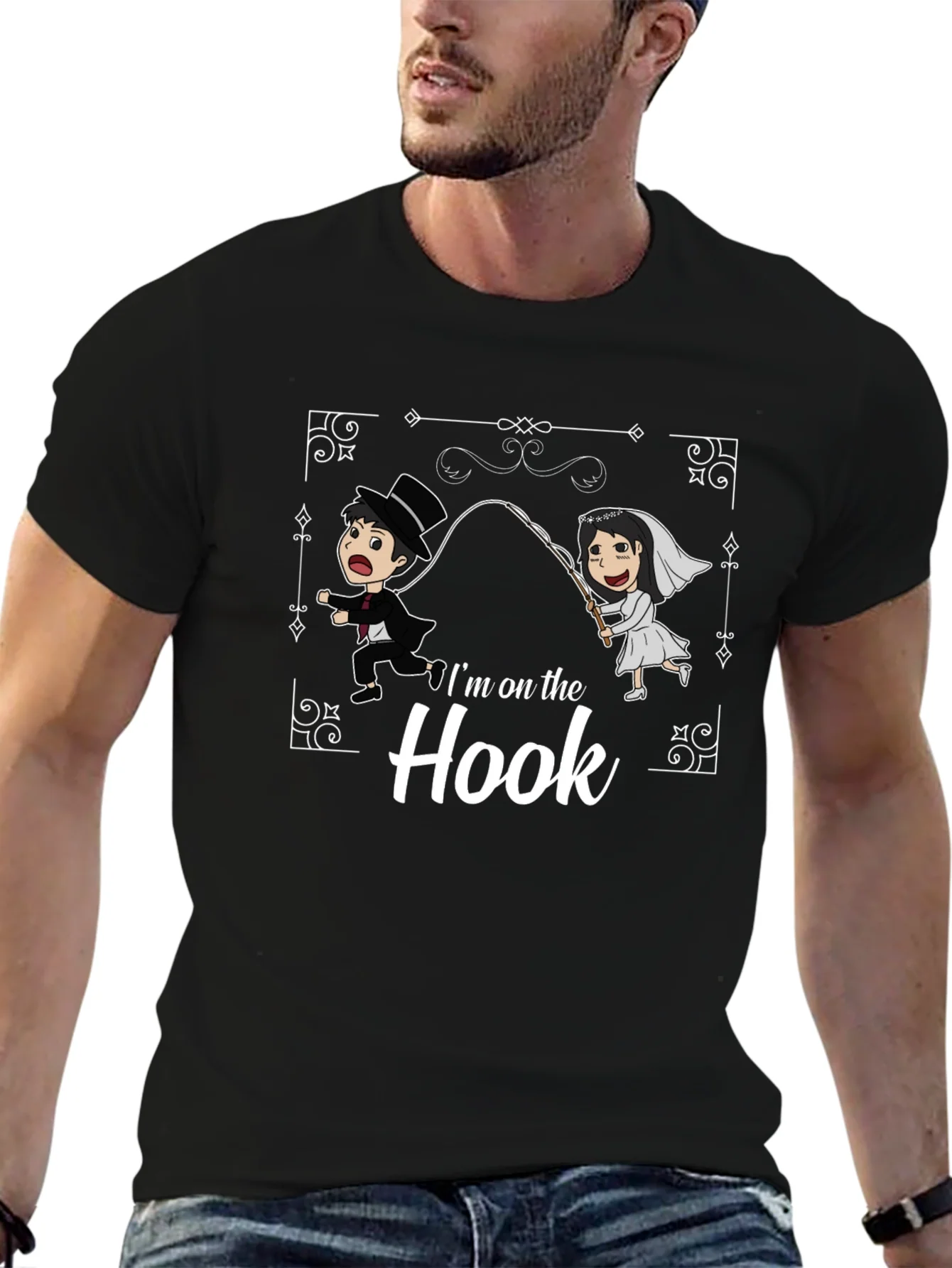 Im On The Hook T-Shirt Funny Wedding Tee Bride Groom