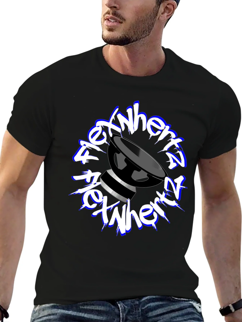 FlexNHertz Black Graphic T-Shirt