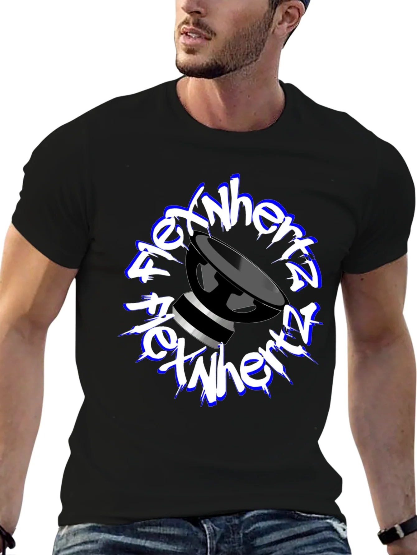 FlexNHertz Black Graphic T-Shirt