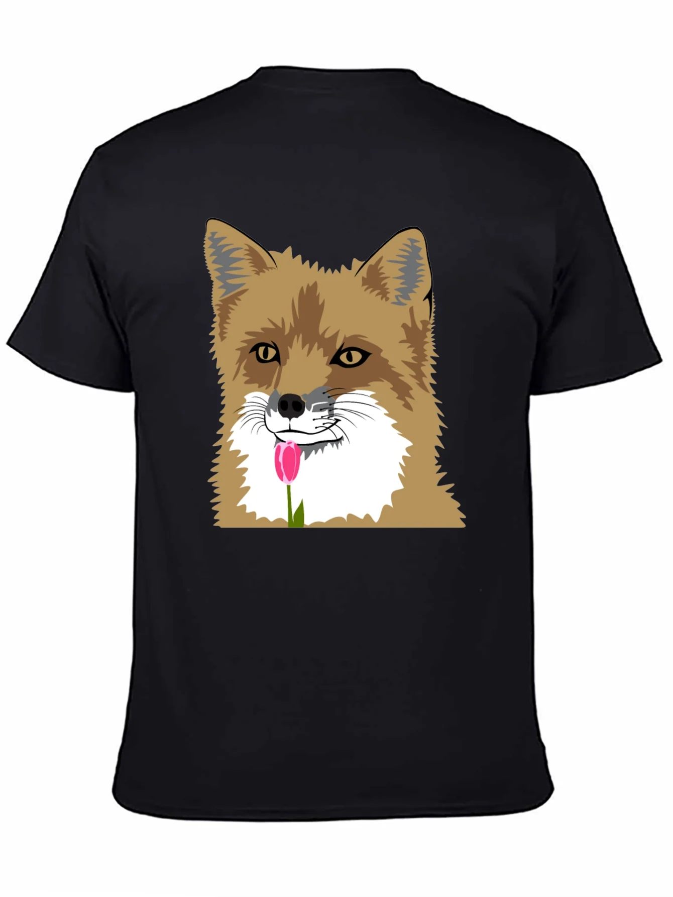 Fox & Tulip Graphic Tee - Mens Black Short Sleeve Shirt