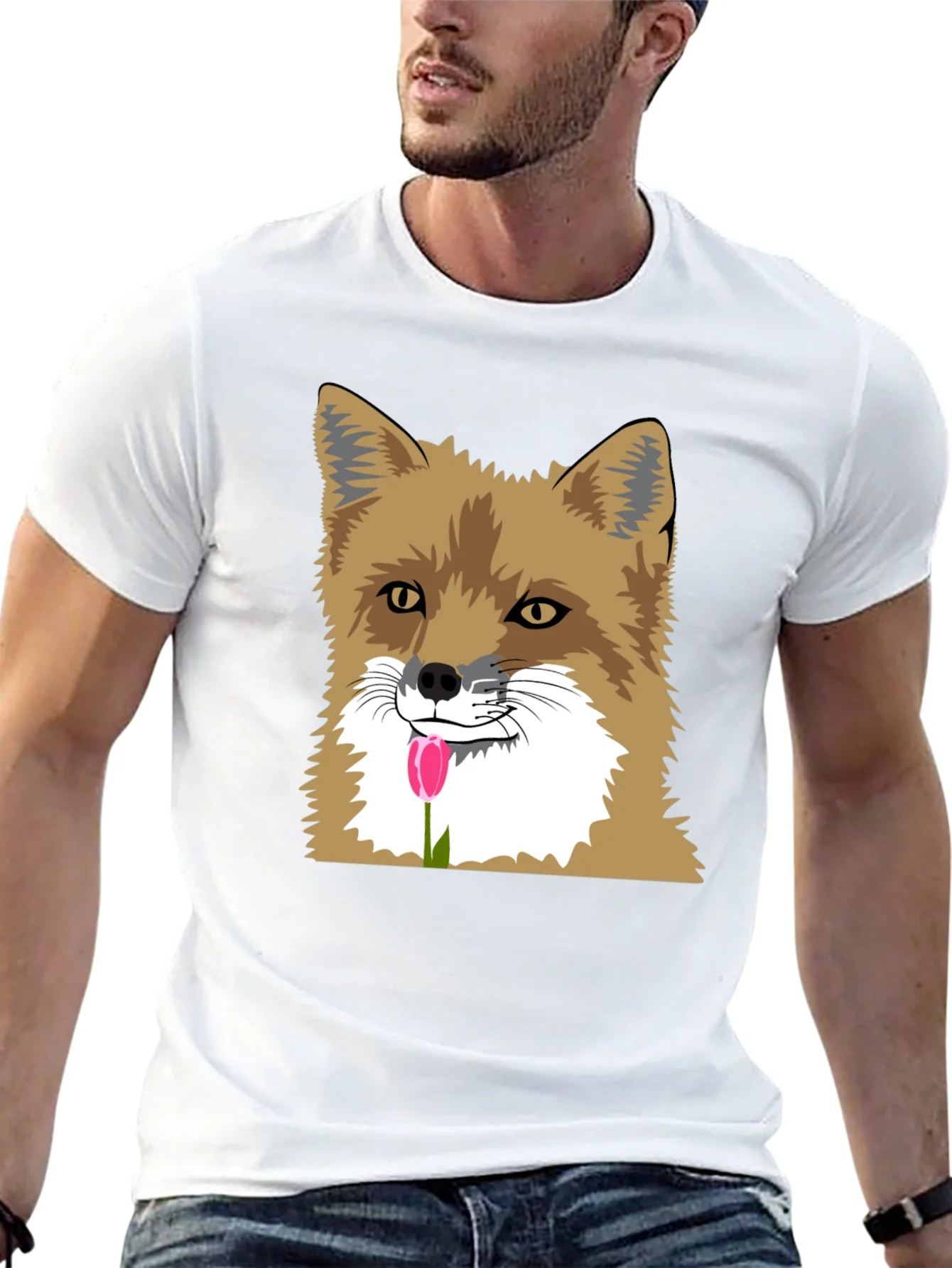 Fox & Tulip Graphic Tee - Mens Black Short Sleeve Shirt