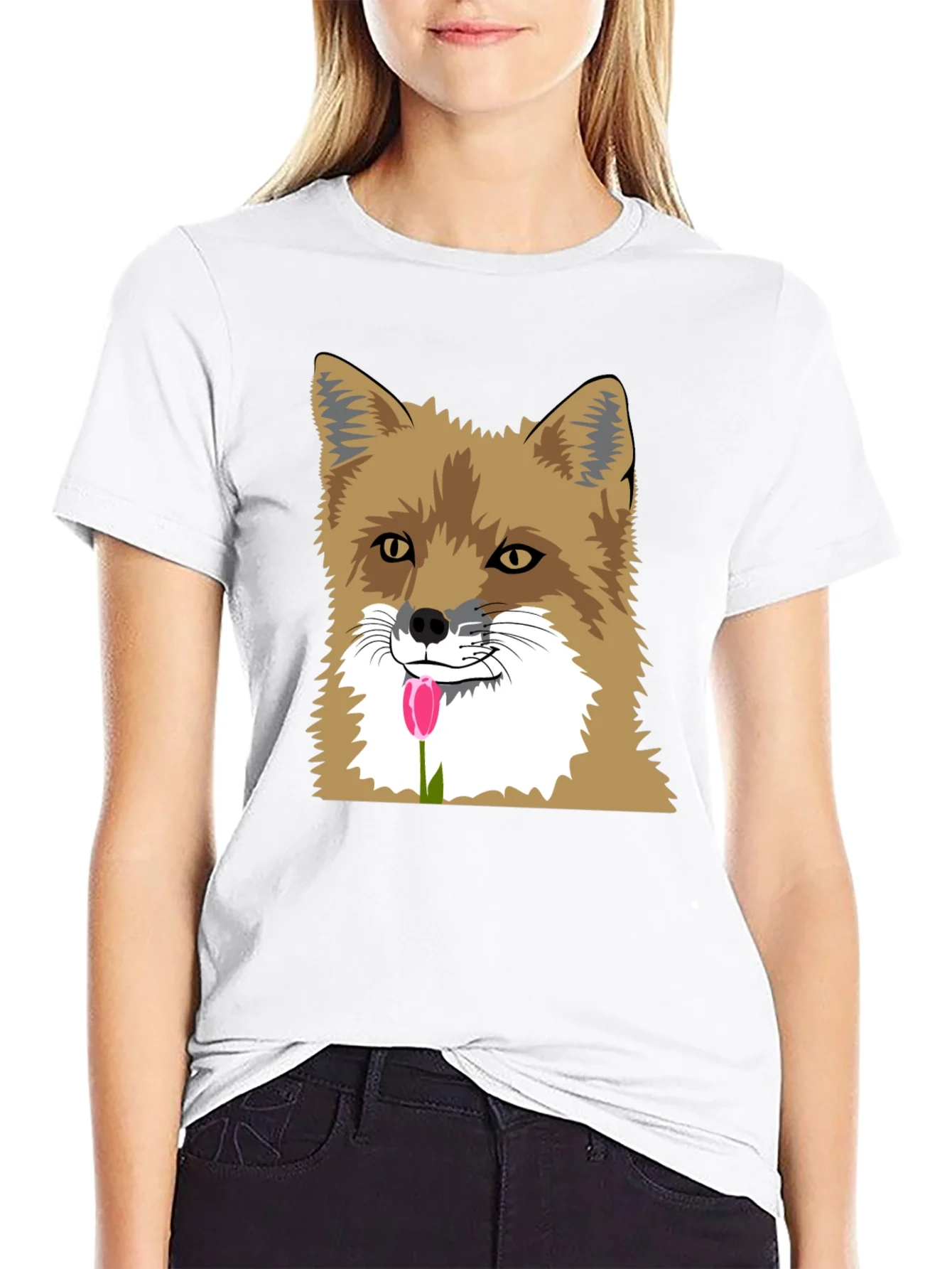 Fox & Tulip Graphic Tee - Mens Black Short Sleeve Shirt