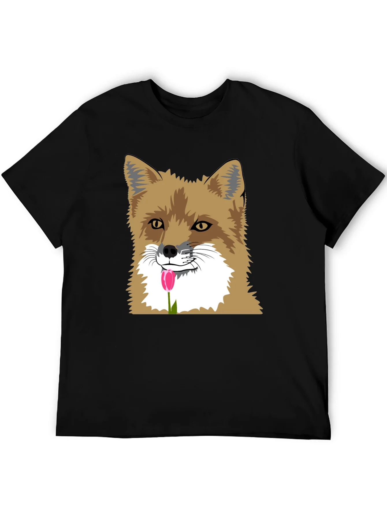 Fox & Tulip Graphic Tee - Mens Black Short Sleeve Shirt