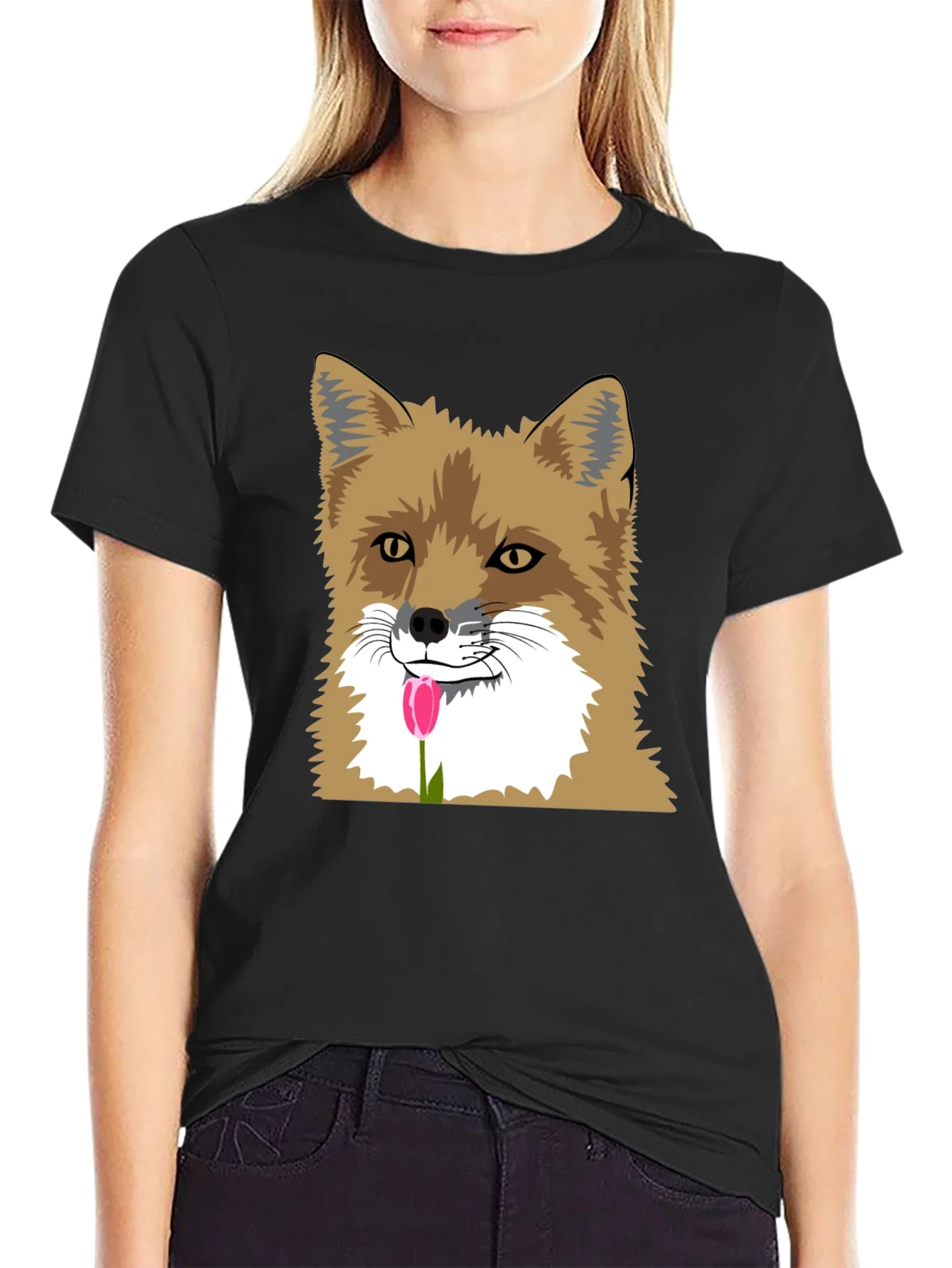 Fox & Tulip Graphic Tee - Mens Black Short Sleeve Shirt