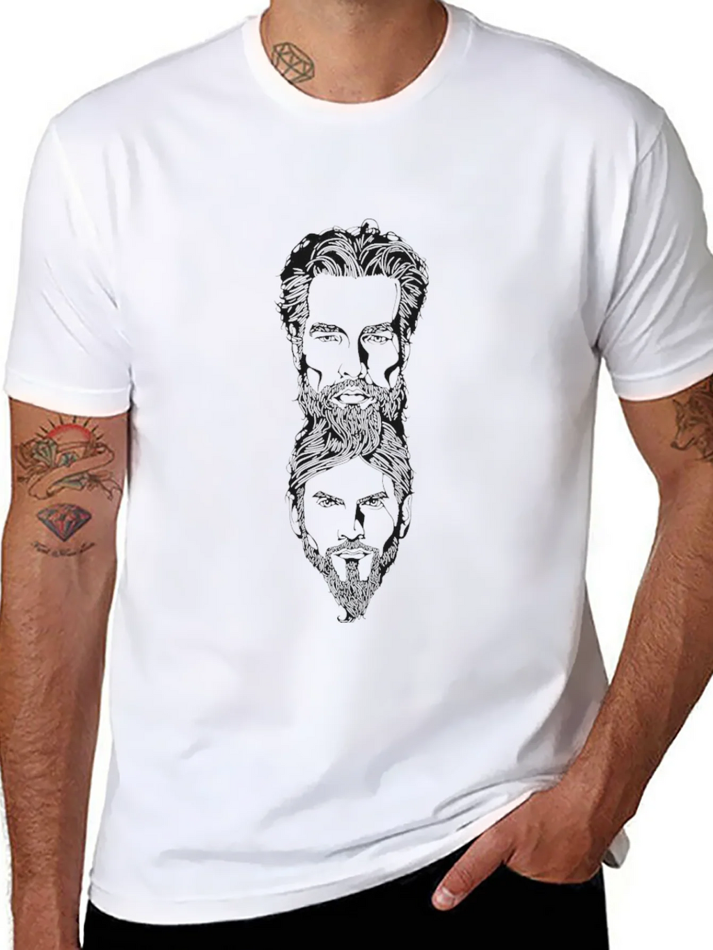 Mens Black Graphic Print Crewneck T-Shirt