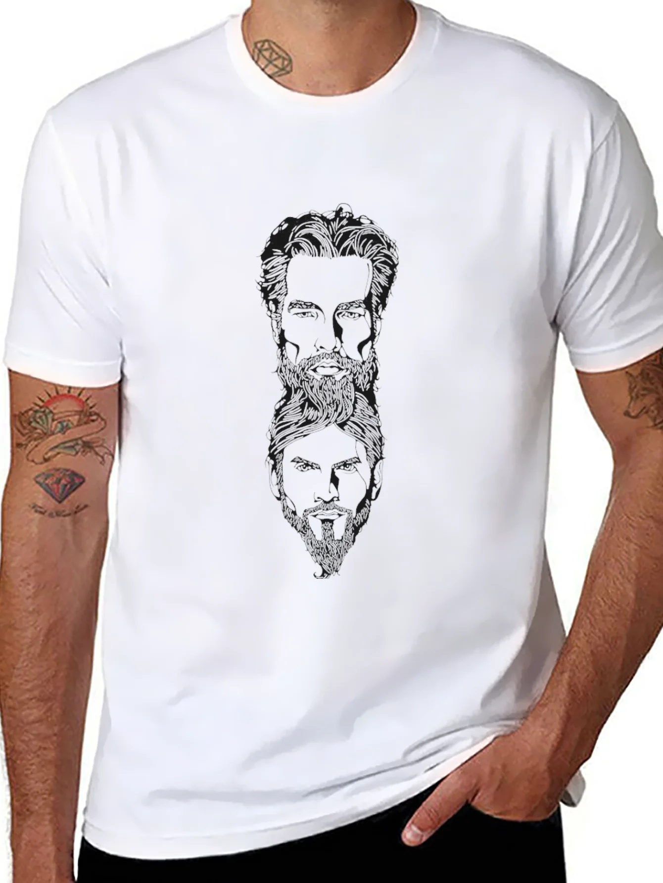 Mens Black Graphic Print Crewneck T-Shirt