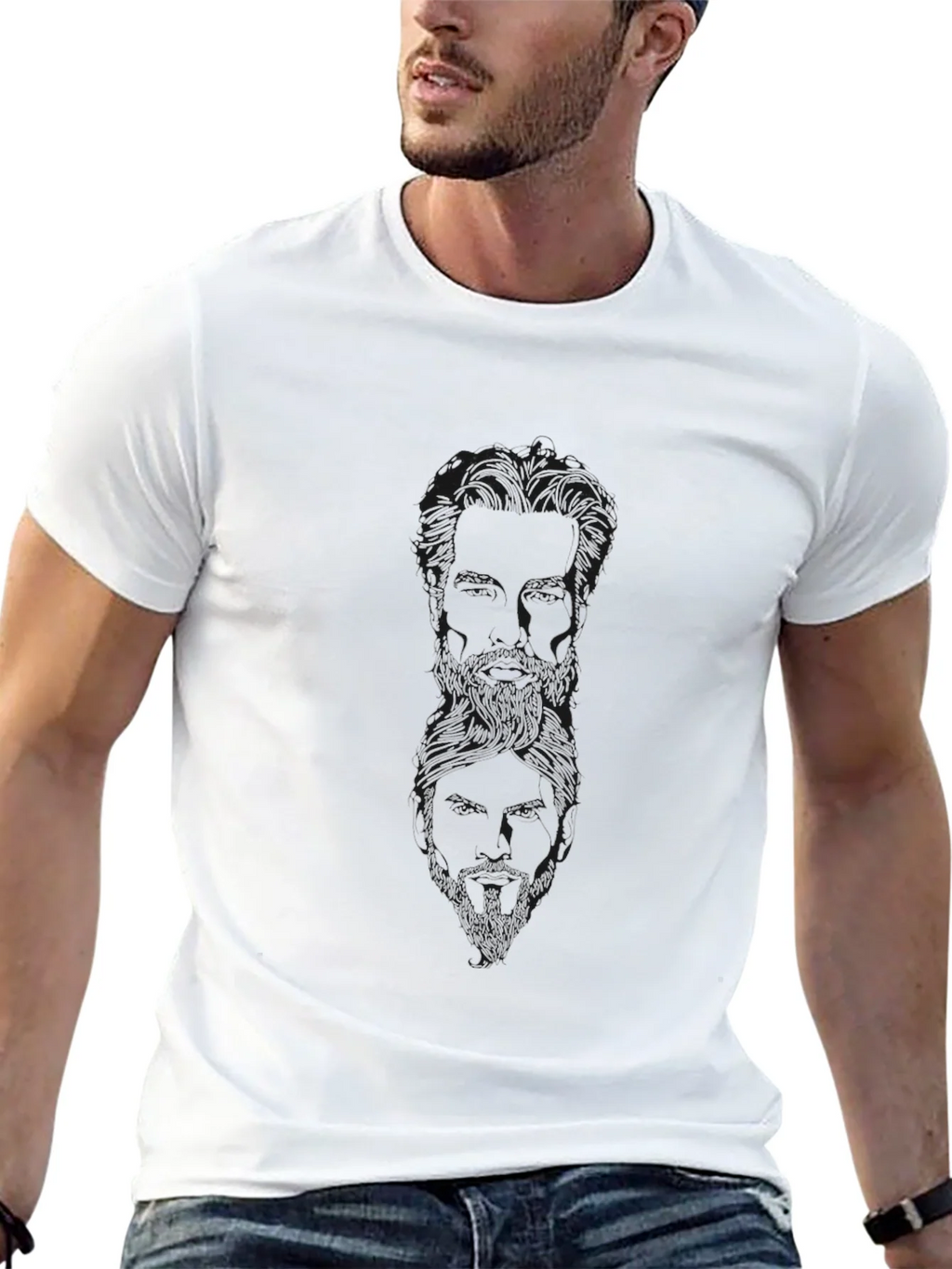 Mens Black Graphic Print Crewneck T-Shirt