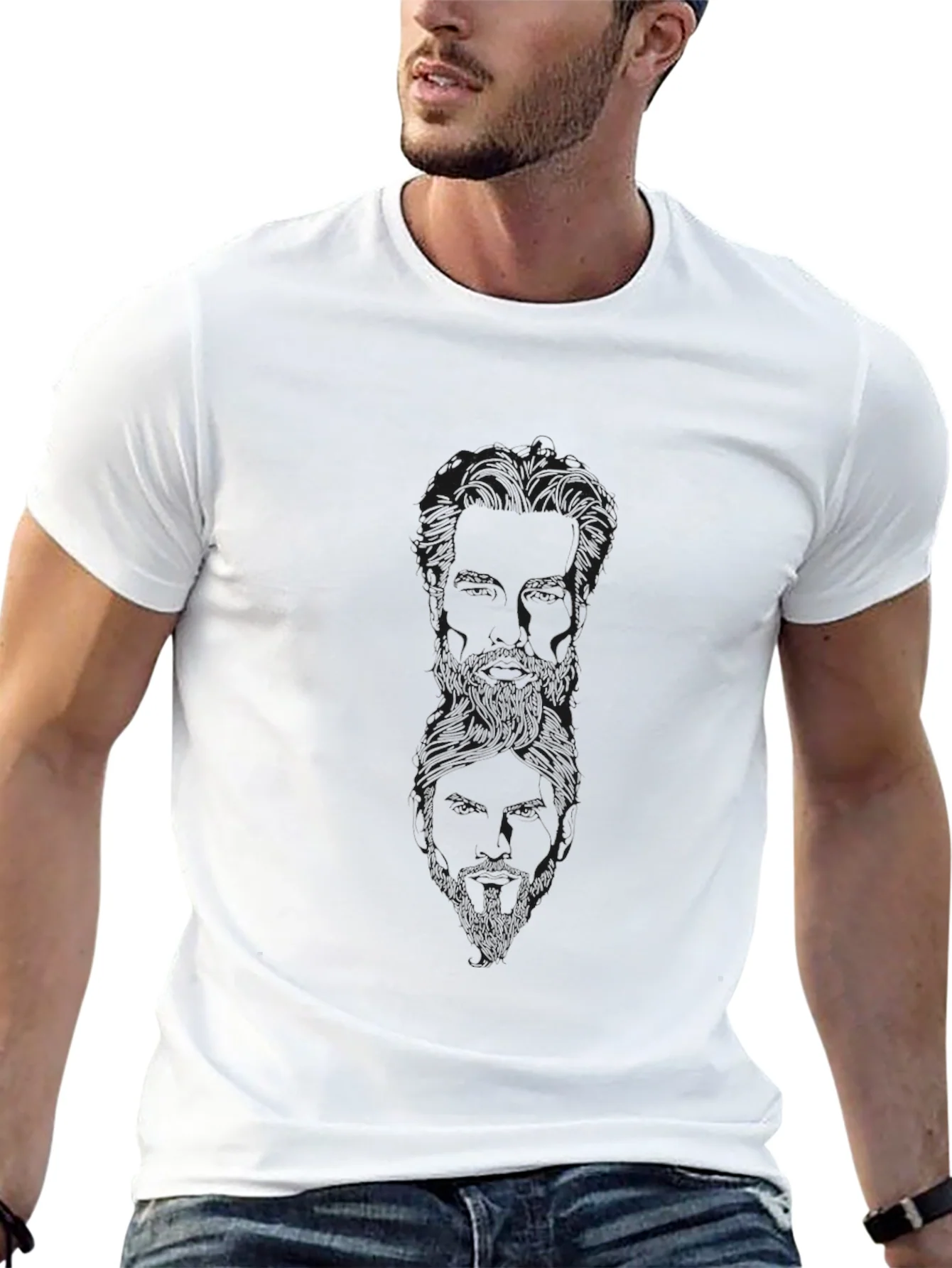 Mens Black Graphic Print Crewneck T-Shirt