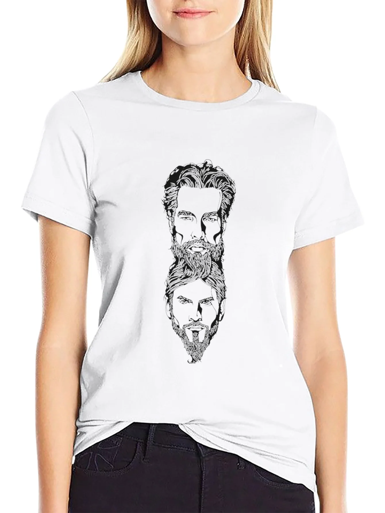 Mens Black Graphic Print Crewneck T-Shirt