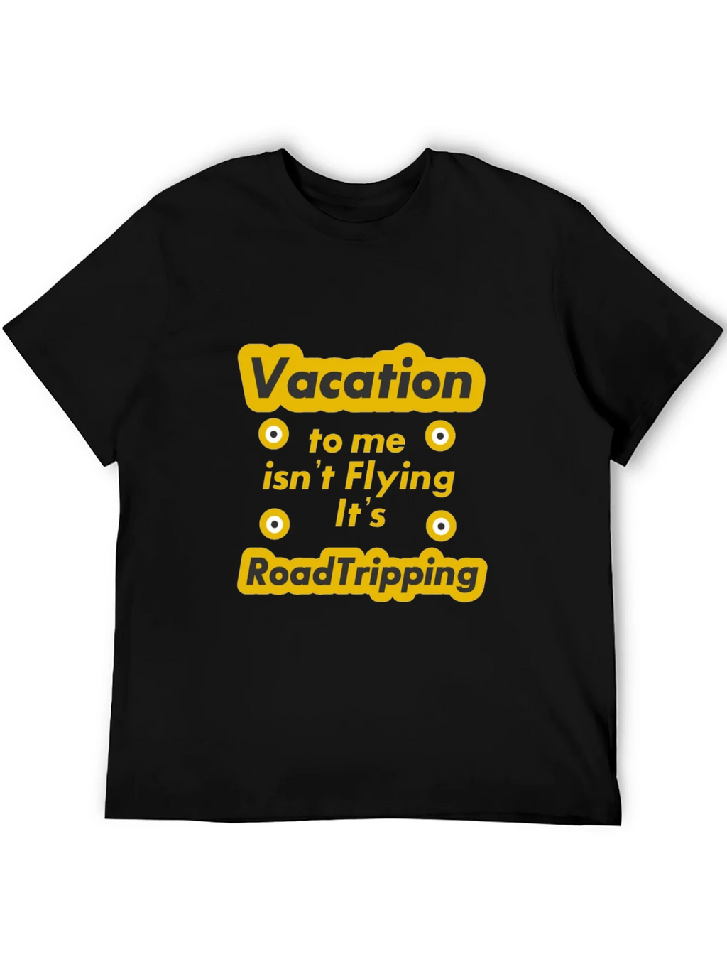 Vacation Road Tripping Graphic Tee - Black Cotton T-Shirt