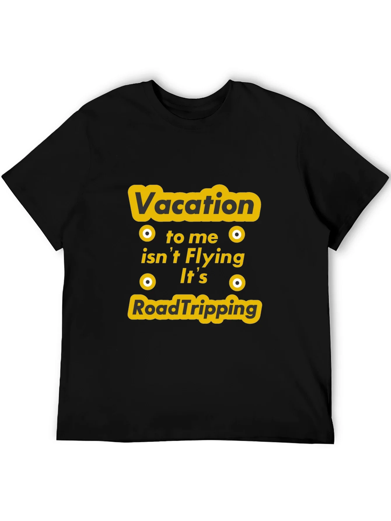 Vacation Road Tripping Graphic Tee - Black Cotton T-Shirt