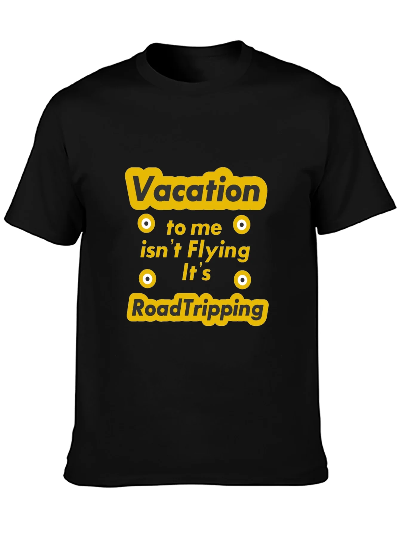 Vacation Road Tripping Graphic Tee - Black Cotton T-Shirt