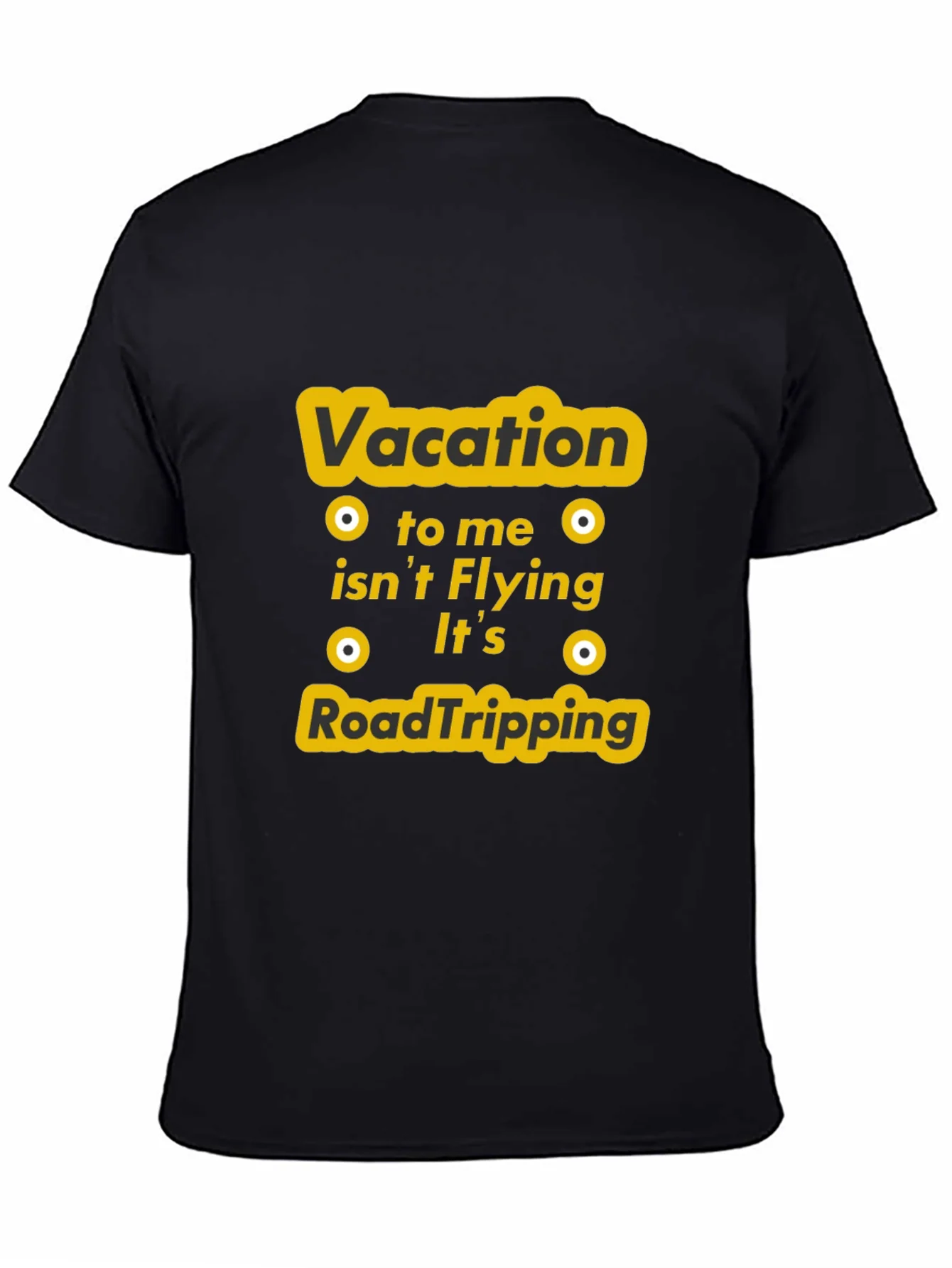 Vacation Road Tripping Graphic Tee - Black Cotton T-Shirt