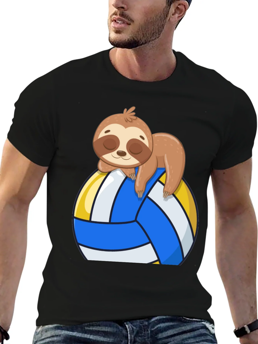 Sloth Volleyball T-Shirt - Cute Cartoon Sloth Design