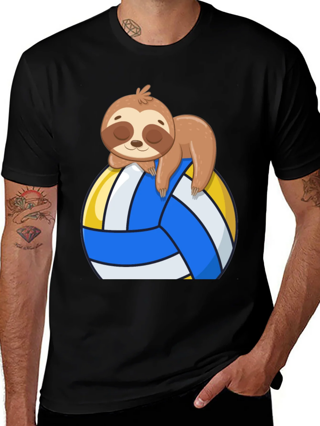 Sloth Volleyball T-Shirt - Cute Cartoon Sloth Design