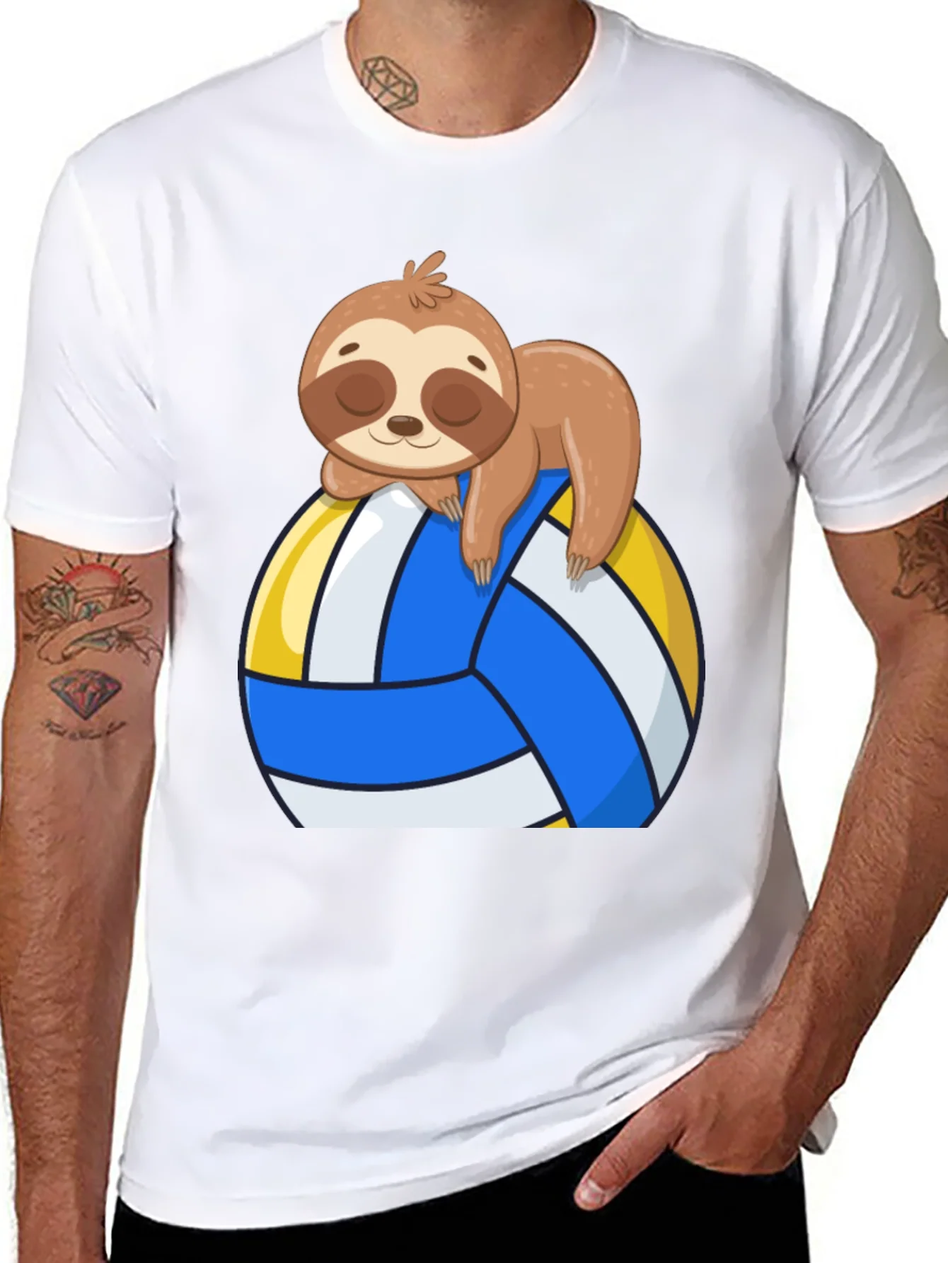 Sloth Volleyball T-Shirt - Cute Cartoon Sloth Design