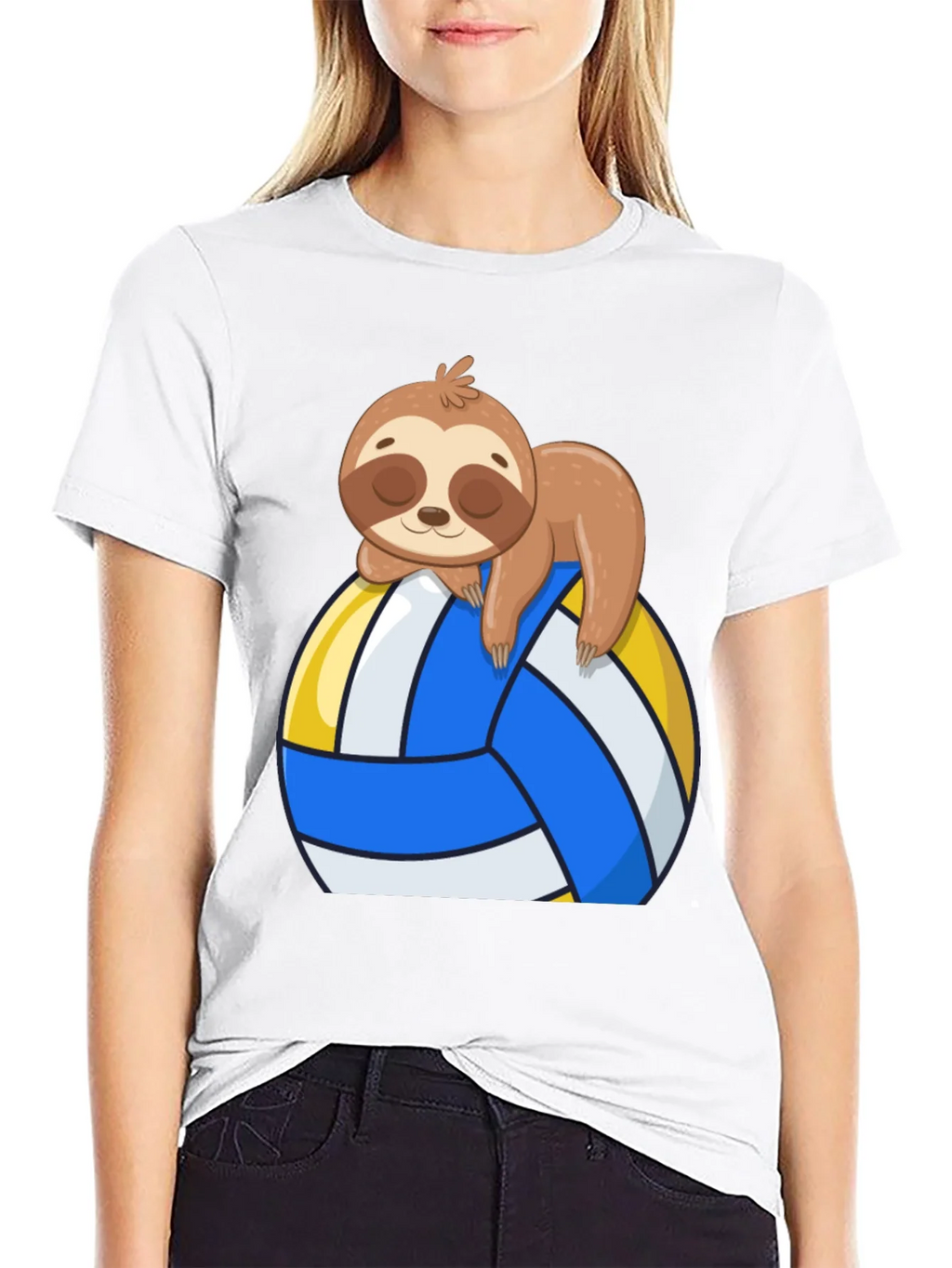 Sloth Volleyball T-Shirt - Cute Cartoon Sloth Design