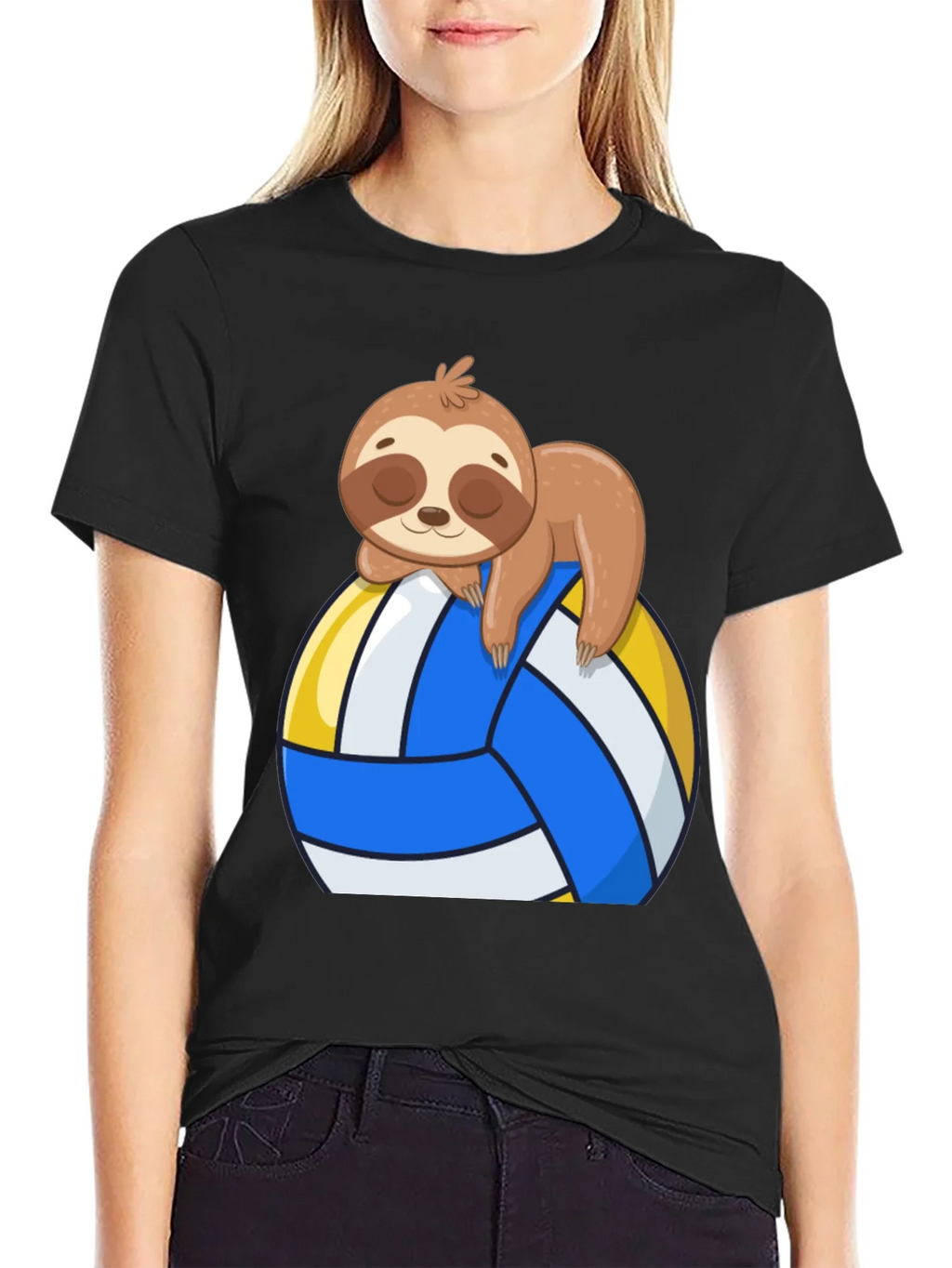 Sloth Volleyball T-Shirt - Cute Cartoon Sloth Design