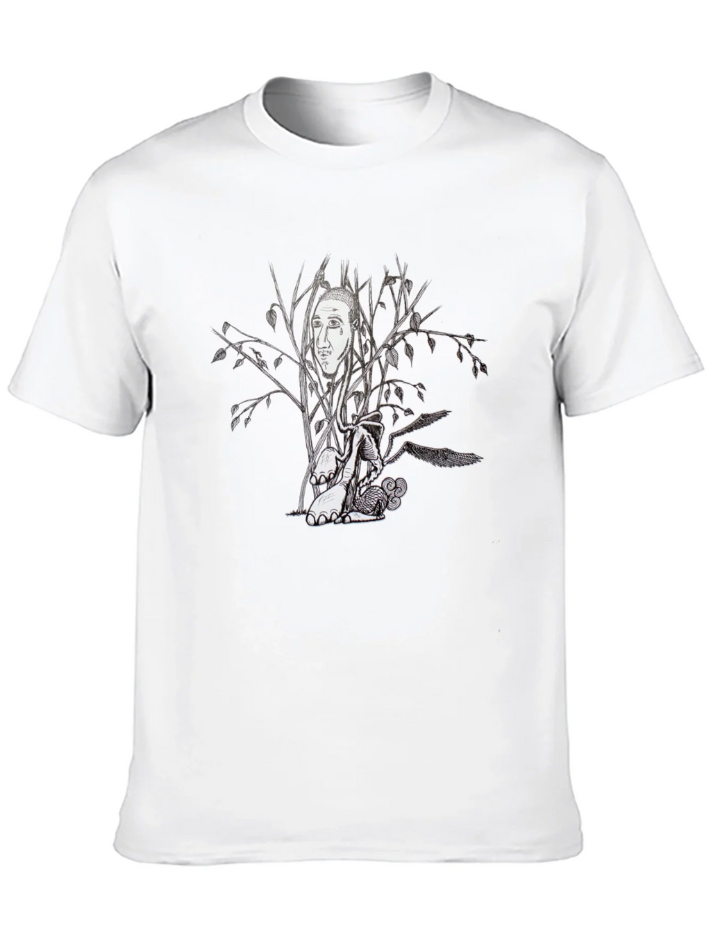 Surreal Tree Face Graphic Black T-Shirt